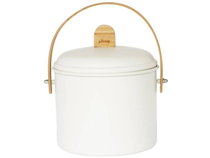 Diverse Komposteimer Pebbly Beige Stahl/Holz - Farbe: Cream - Material: Holz/Stahl