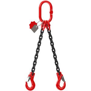 Dolezych Kettengehänge Traglast 2,8 t, 2-Strang, 8 mm Kettenstärke, GK 8, Gabelkopfhaken, 4 m