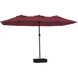 vidaXL Doppel-Sonnenschirm mit LED-Leuchten Bordeauxrot 449x245 cm