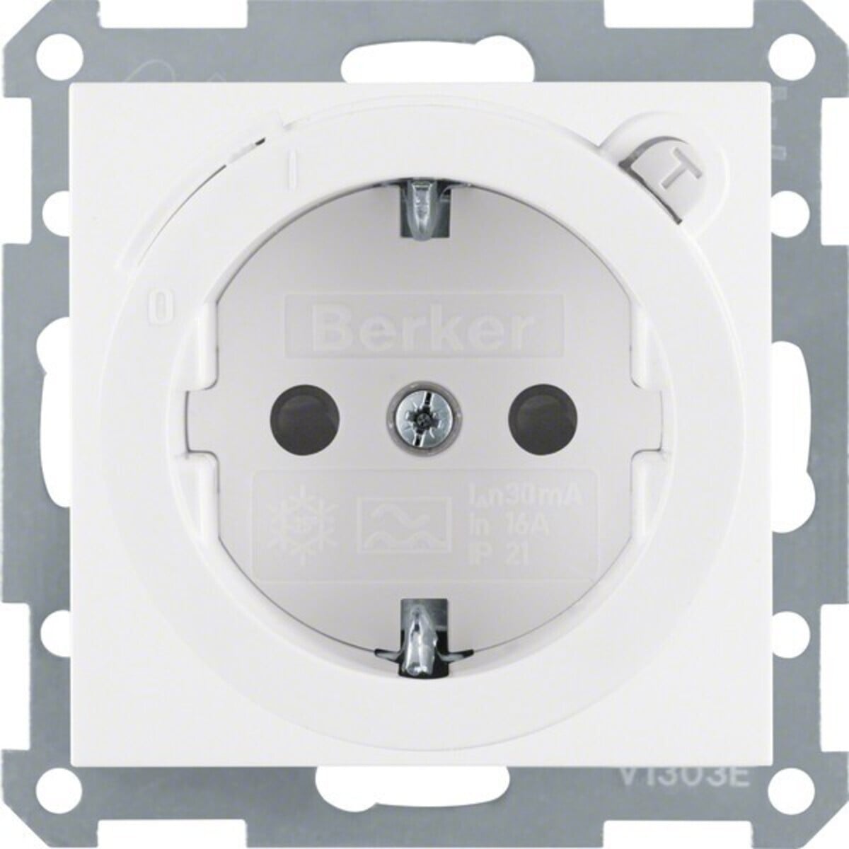 Berker BER S1 Schuko combinatie met aardlekschakelaar, polarwit glanzend