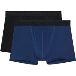 HOM Herren Boxer Shorts, 2er Pack - HOM Boxerlines #2, Baumwolle Schwarz/Blau / 2XL