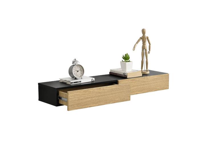 [en.casa] Wandregal-Set 2 Tlg. Leknes, Schwarz, Holzwerkstoff, 50x12x24 cm, Wohnzimmer, Regal, Wandregal