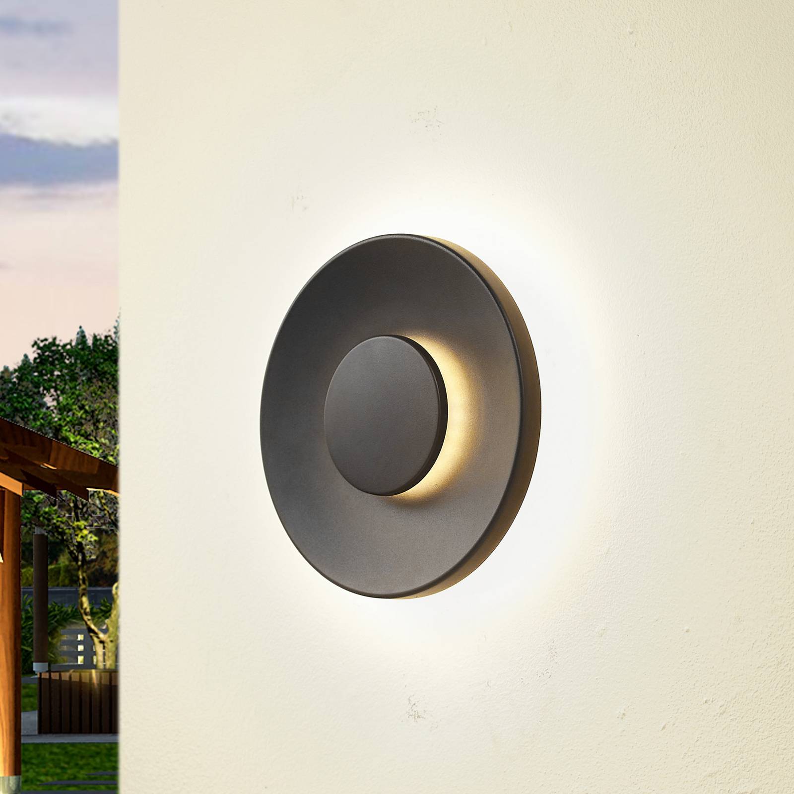 LED Aussenwandleuchte Kayana Lucande, schwarz, Aluminium, Modern, LED Wandleuchte außen