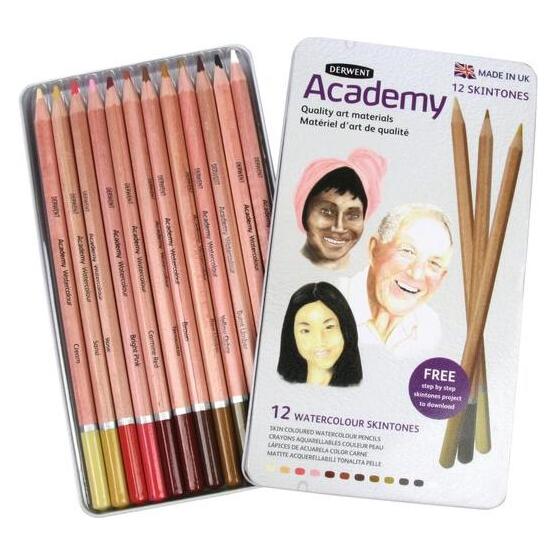 Derwent Aquarellfarbstifte Portrait Pencils Mehrfarbig, 12 Stück (12x) (2300386)