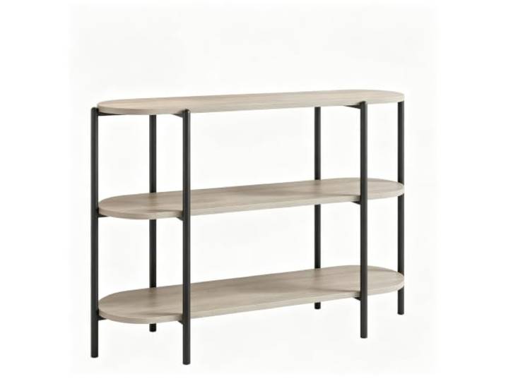 GarveeHome Konsolentisch 120 cm 3 Ebenen Metall Industrial Grau Schmale Bauweise, Freistehend, Mehrere Stellflächen, Robuster Aufbau, Sofabereich