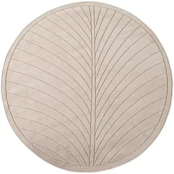 Outdoorteppich ENGADIN Blattzeichnung Kurzflor gekettelt Polypropylen Ø 120 cm Beige Wintergarten Objektfläche | Kadima Design