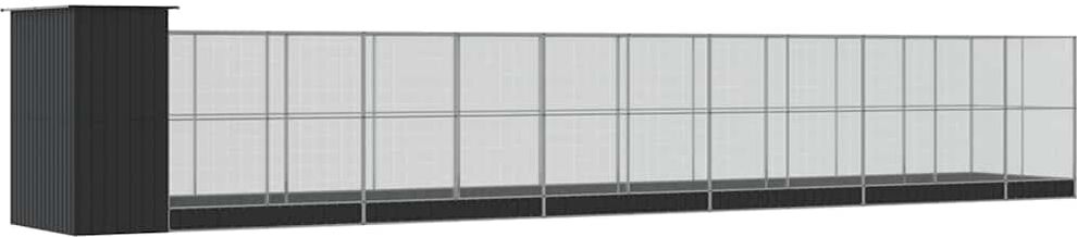 vidaXL Volière avec extension argenté 1244x203x216 cm acier