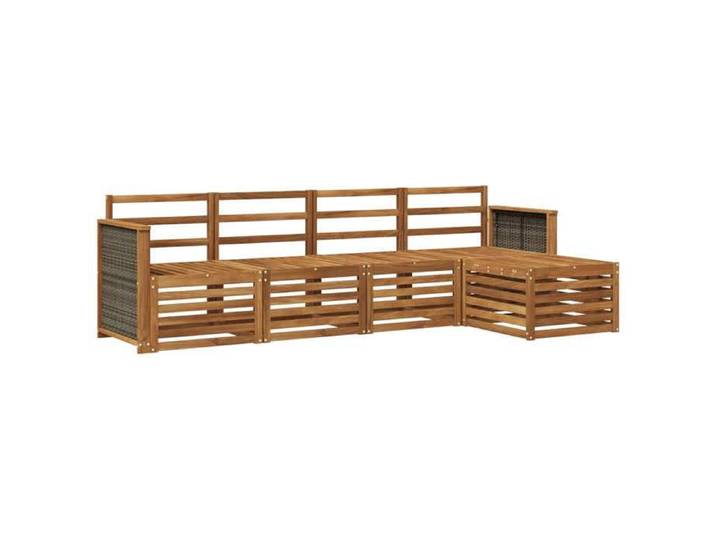 Ensemble de canapés d'extérieur - Bois d'acacia - Jardin - Terrasse - Naturel - 37 cm - 34 cm - 36 cm - 5 pcs - V6