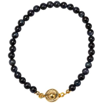 Armband FIRETTI "Schmuck Geschenk Edelstahl Armschmuck Armkette Edelstein Perlen", gold (gelbgoldfarben, blau, blau), Armbänder, Damen, 21cm, Edelstahl, Armband, Made in Germany - mit Tigerauge