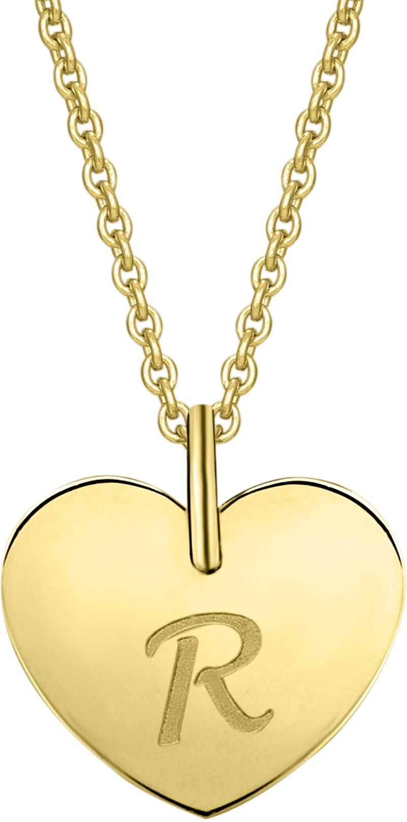 Kette mit Anhänger ONE ELEMENT "Herz mit Gravur R Buchstaben Anhänger aus 333 Gelbgold", gold, Halsketten, Damen, Gelbgold 333 Gold, Gelbgold 333, Gold, Liebevoll gearbeitet – ein schönes Geschenk für besondere Momente