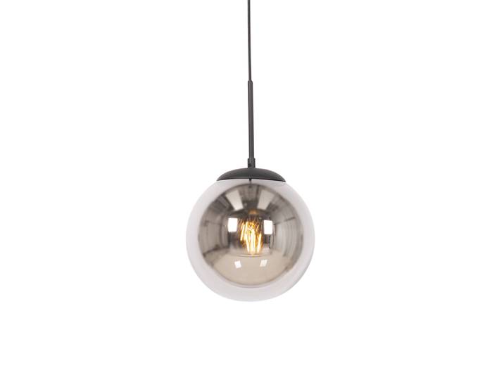 Suspension Art Déco noire avec verre fumé - Flore