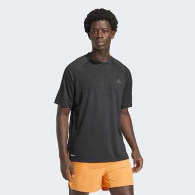 T-Shirt ADIDAS PERFORMANCE "TECHESS TEE", Herren, Gr. L, schwarz (schwarz, schwarz), Obermaterial: 92% Polyester, 8% Elasthan, normal, Rundhals, Shirts T-Shirt, sportlicher Stil, mit Rundhalsausschnitt, Kurzarm, normale Länge