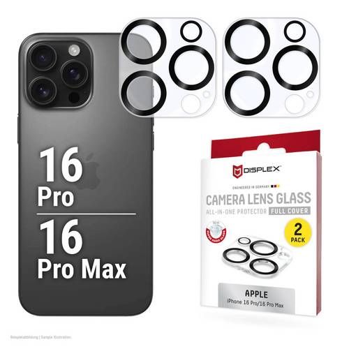 DISPLEX CamGlass All-In-1 Kameraschutzglas Apple iPhone 16 Pro, iPhone 16 Pro Max 1 Set Anti-Fingerprint 02116
