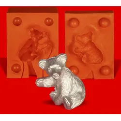 Zinn Giessform Bär sitzend Pfote gehoben - Silikonform hitzebeständig - benötigt ca. 50g Reinzinn