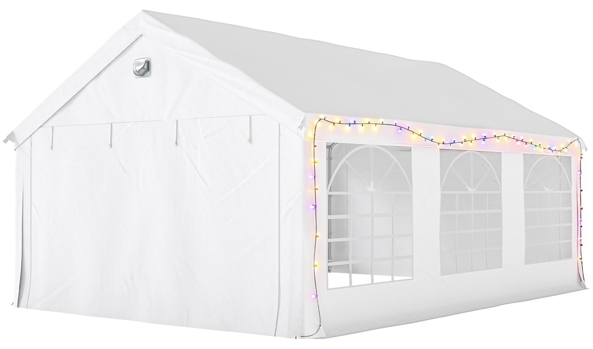 Empfangszelt, Barnum-Gestell, verzinkter Stahl, Bewehrungsstahl, 4 Seitenw?nde, Fenster, UPF 30+, 4 x 6 m, Wei?