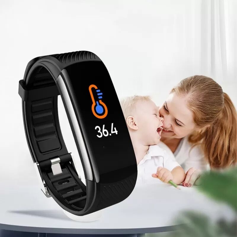 INF Fitnessarmband mit Puls, Blutsauerstoff, Schrittzähler Schwarz
