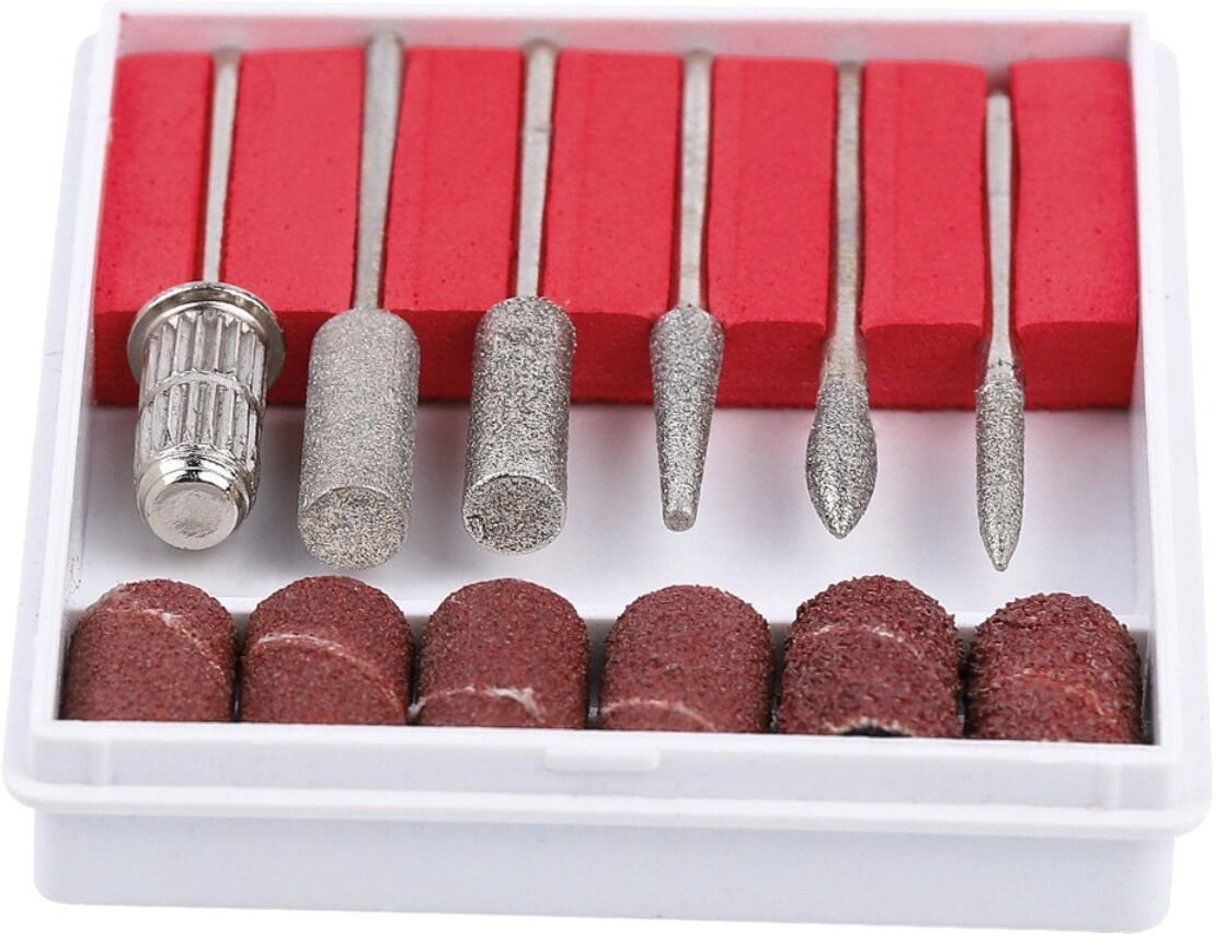 INF Nagelfräser-Bit- und Schleifband-Set – Legierung + Schleifpapier, 2.35mm Schaft, 6.35mm Ringe, Silber, kompatibel mit 2.4mm