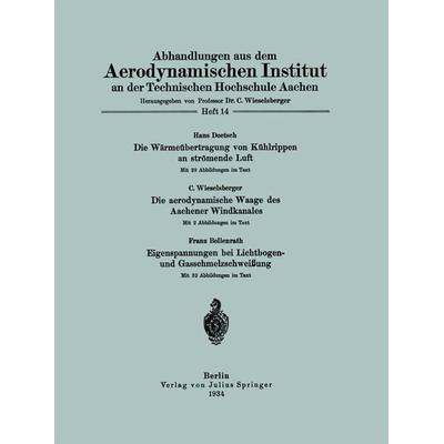 Abhandlungen aus dem Aerodynamischen Institut an der Technischen Hochschule Aachen, Taschenbuch von NA Doetsch,NA Wieselsberger,NA Bollenrath,
