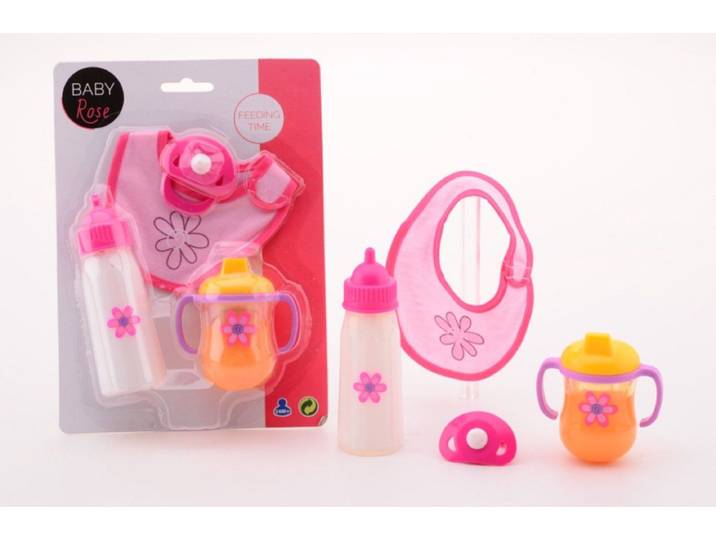 Baby Rose - Etenstijd poppenspeelset - Eten geven zonder knoeien