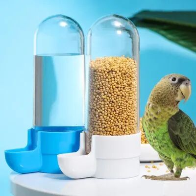 Inspire Daily Merch Squirrel Parrot Hanging Pet Feeder Water Dispenser Birds Food Box Cage Accessories white l