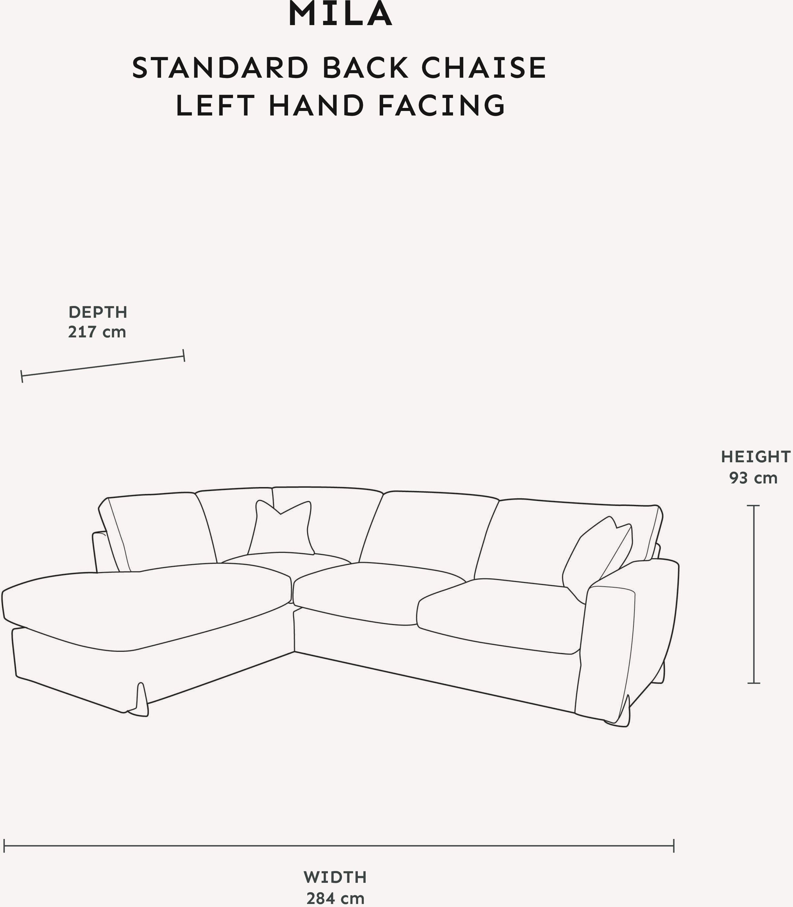 Mila Taupe Soft Textured Sofa Range with Gold Feet, Large Left Hand Facing / Standard Back