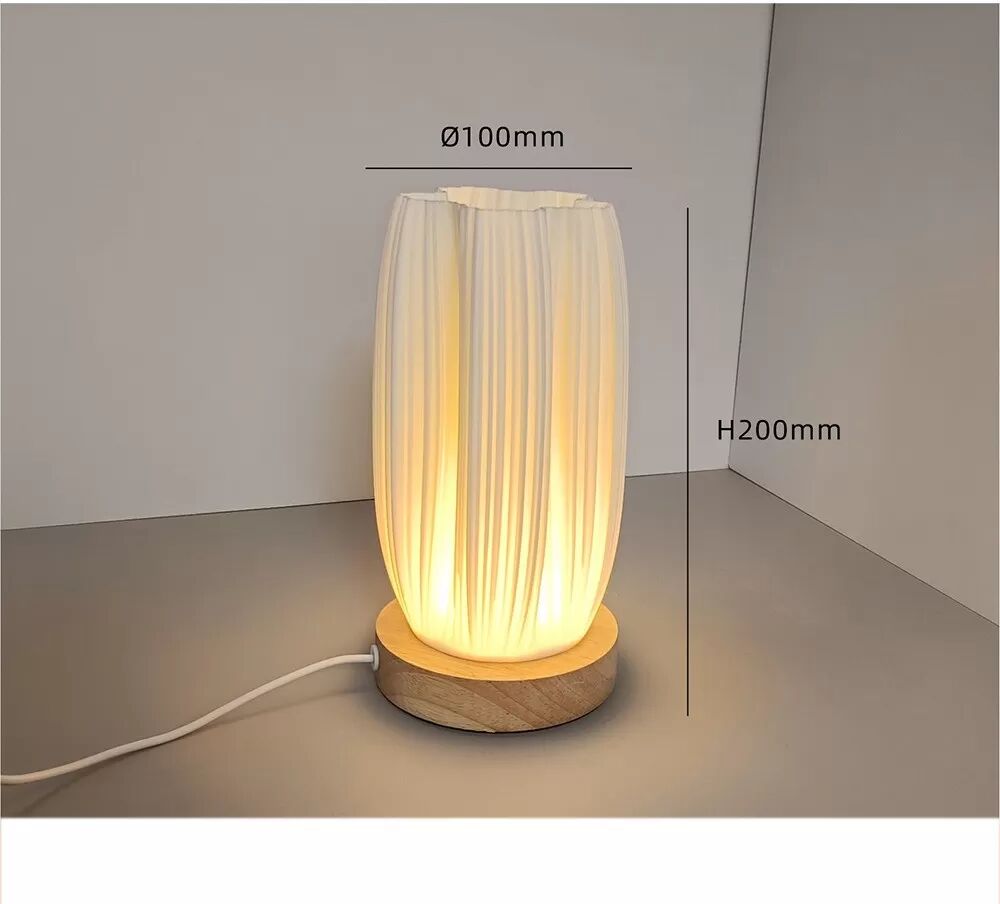 INF USB Dimmbare Tischleuchte mit Holzfuß - Nachttischlampe im nordischen Stil