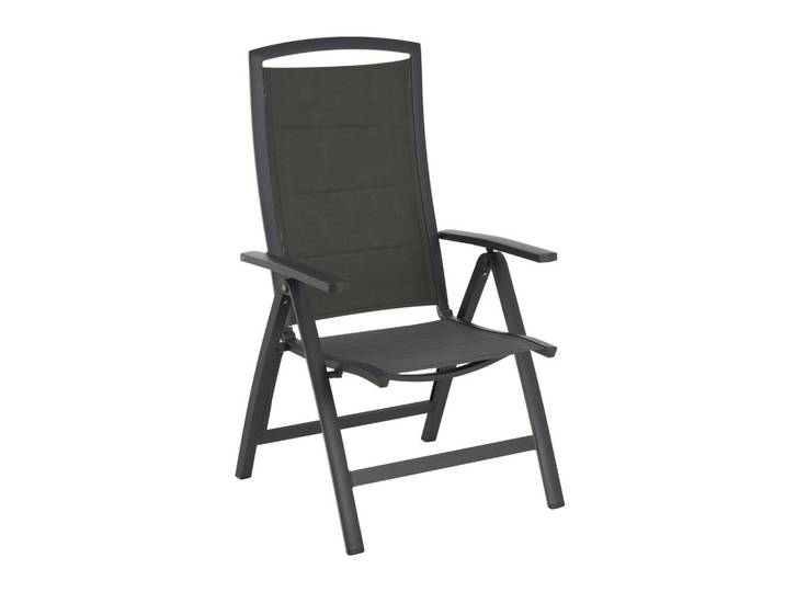 Ambia Garden Gartenklappsessel, Anthrazit, Metall, Textil, Flachrohr, 66x115x64 cm, klappbar, Gartenmöbel, Gartenstühle, Gartenklappstuhl