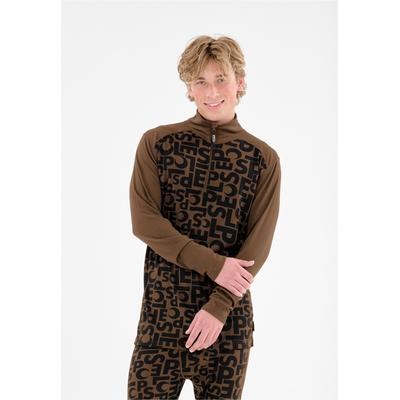 Strickpullover SLOPE "Rei", Herren, Gr. M, braun (schwarz, braun), 100% Polyester, bedruckt, normal, ohne Ausschnitt, Pullover Strickpullover, mit atmungsaktiver Eigenschaft
