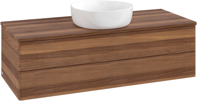 Villeroy und Boch Antao Waschtisch-Unterschrank L21012HM mit Beleuchtung 120x36x50cm, Waschbeckenplattenfarbe warm walnut, warm walnut