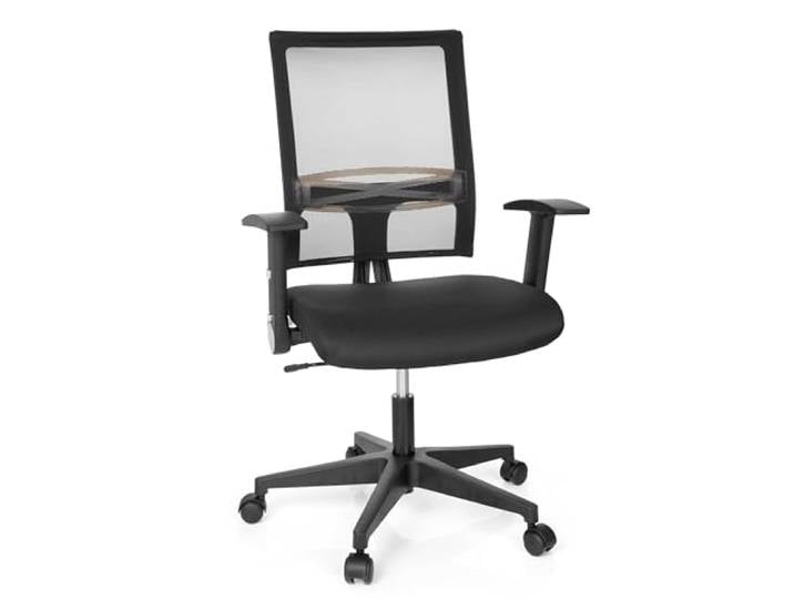 hjh OFFICE 653730 Bürostuhl mit Lordosenstütze Office R8 klappbare Armlehnen, Rückenlehne atmungsaktiv, Stoff/Netzstoff