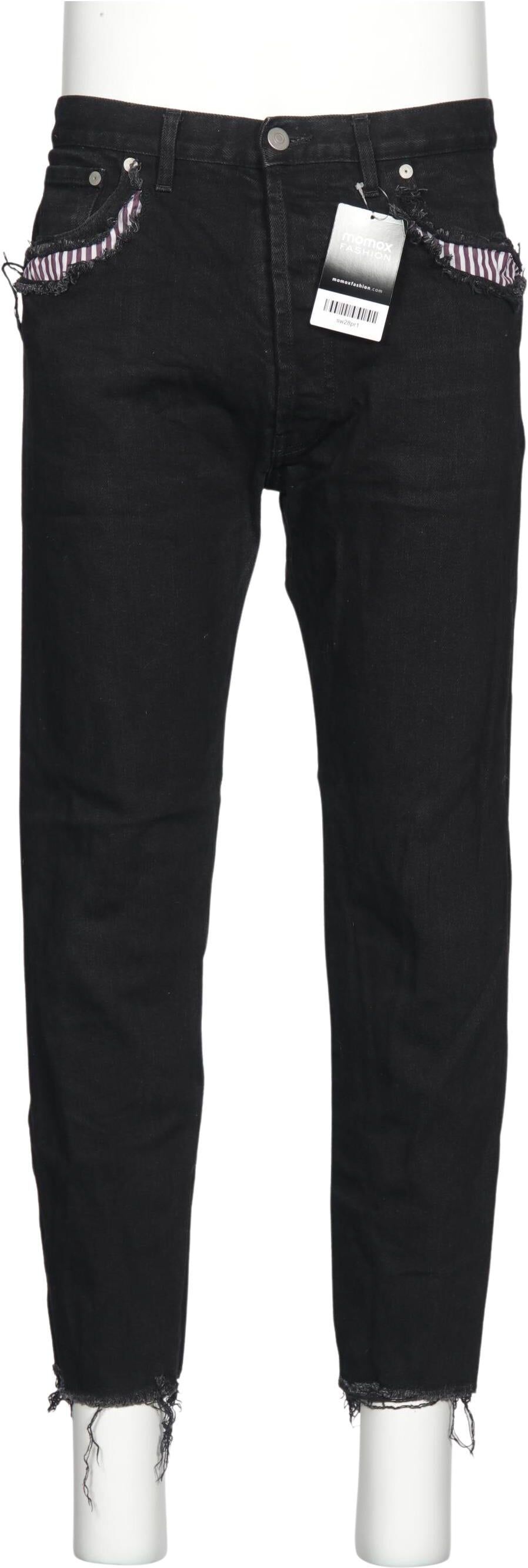 Maison Margiela Herren Jeans, Schwarz, Gr. W32, Baumwolle / Elasthan / Leder - Second Hand