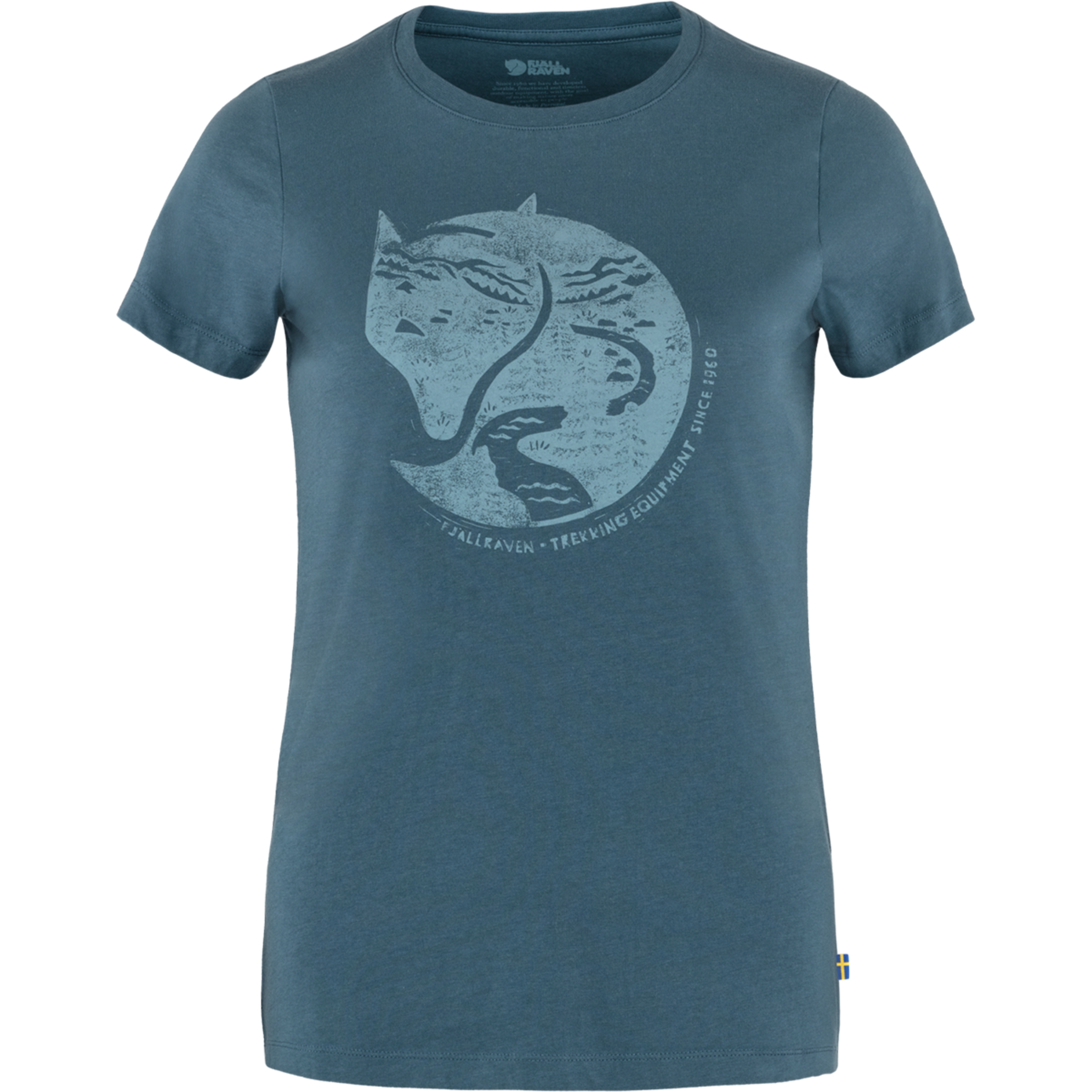 Fjällräven Arctic Fox Print Damen T-Shirts blau Größe XS Lifestyle Hautfreundlich