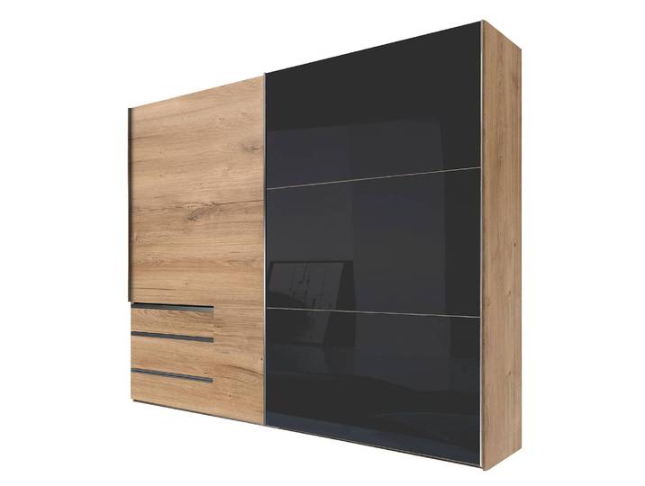 Schwebetürenschrank Level 36 C 250 x 216cm 3 Eiche Dekor/Hochglanz Graphit