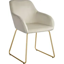 tectake Esszimmerstuhl Jeane, Samtoptik, Kufengestell  Samtoptik Creme/Gold