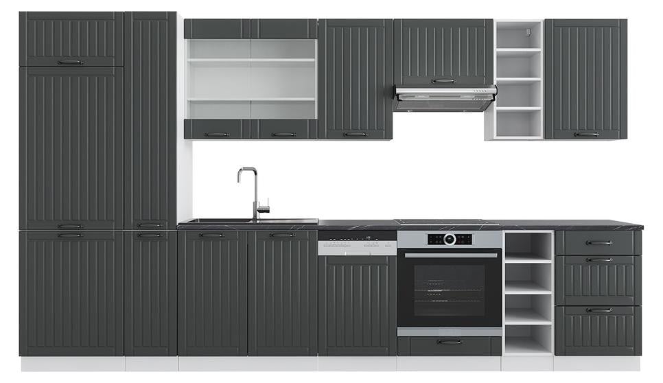 Vicco Fame-Line Complete keukeneenheid Antraciet/Wit landhuis stijl, 355 cm