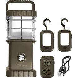 Berger Samar Campinglaterne inkl. Powerbank, abnehmbarer Seitenleuchten und Bluetooth Lautsprecher