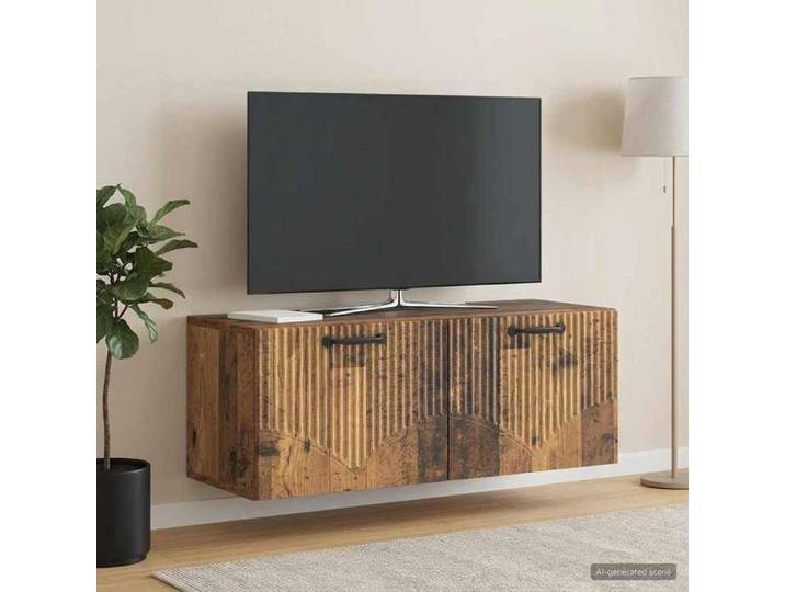 Meuble TV mural bois ancien 78 5x31x30 cm bois ingénierie meuble suspendu effet vieilli