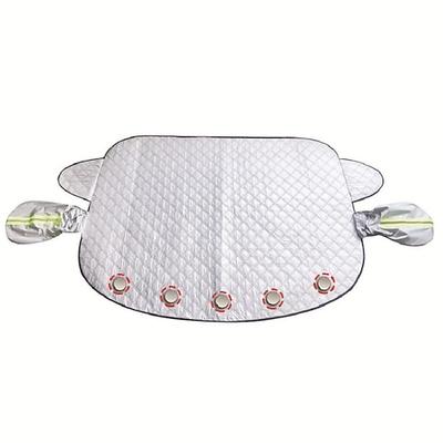 Auto-Windschutzscheibenabdeckung, 4-lagiger magnetischer Frostschutz, Sonnenschutz, Schnee, Frost, Eis, Regenschutz mit reflektierendem Streifen, die ganze Saison über