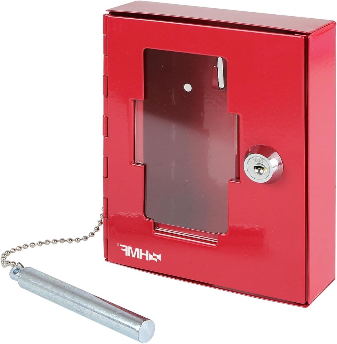 Rode Noodsleutelkast met glasbreker voor het veilig bewaren van reservesleutels - B/D/H: 15 x 12 x 4 cm