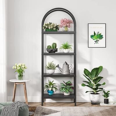 Yuzhou "4-Tier Open Bookshelf, 70.8"" Industrial Wood Bookcase Storage Shelves"