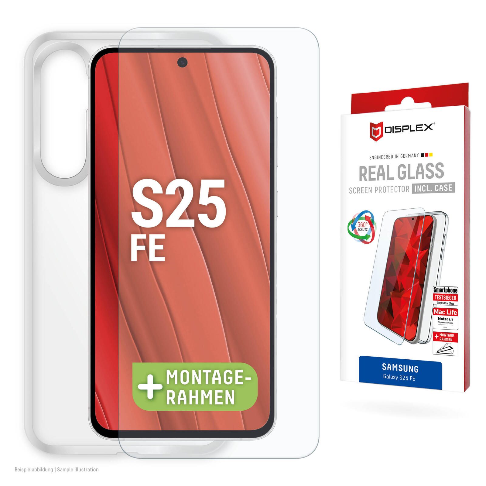 DISPLEX Glas + Schutzhülle für Samsung Galaxy S25 FE 02204