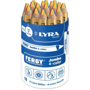 Lyra Buntstifte Ferby Jumbo Natur 4-Color 3653180, mehrfarbige Mine, 18 Stück