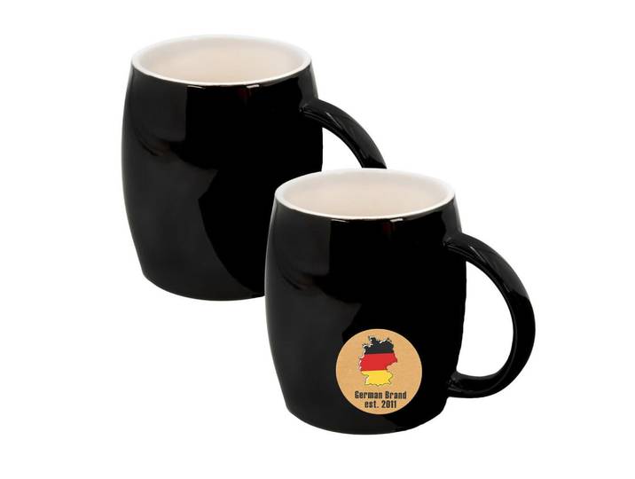 Intirilife Kaffeetasse Teetasse (2er-Set), Schwarz, Keramik, 2-teilig, 9x10.5x12.5 cm, lebensmittelecht, Geschirr, Tassen, Kaffeetassen-Set