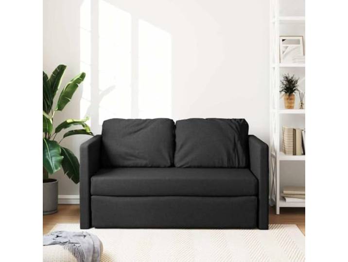 KTHLBRH Schlafsofa 2-in-1, schwarz, 112 x 174 x 55 cm, Stoff Kann in ein Doppelbett umgewandelt werden, Gestell aus Metall, Schaumstoff, Kapazität 110 kg, mit Kissen