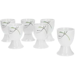 6er Set Eierbecher Donna 4,8cm - weißes Porzellan mit Liniendekor 6 Stück
