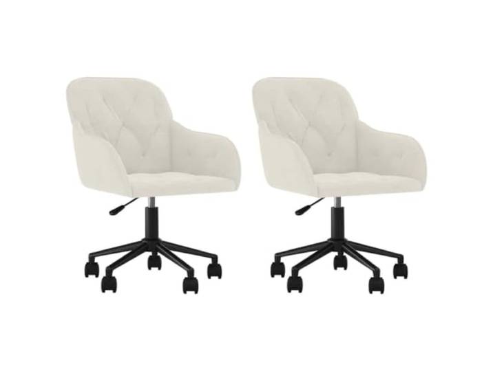 Coespram 2er Set Esszimmerstühle Drehbar Samt Creme Stuhl mit Rollen Höhenverstellbarer Drehstuhl aus weichem Samtstoff mit Rollen und Armlehne für Esszimmer, Wohnzimmer und Schminktisch.