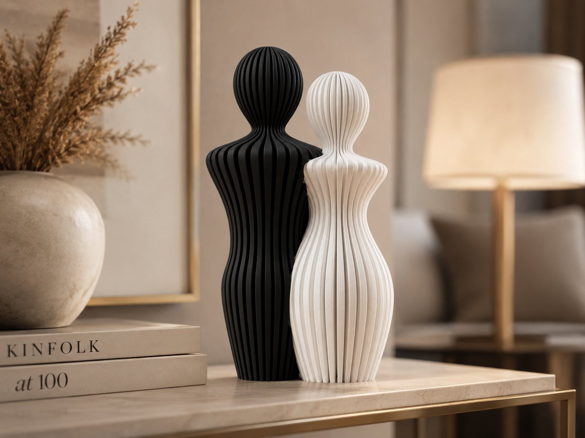 Skushy Koppel Beeldje - Modern Romantisch Decoratiebeeldje in Zwart en Wit