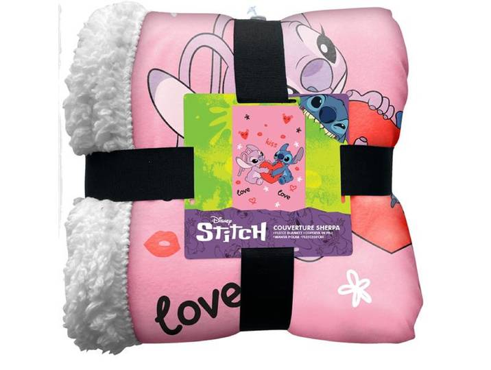 Homadict Plaid Sherpa 100X150 Cm Stitch Love Kiss Pink