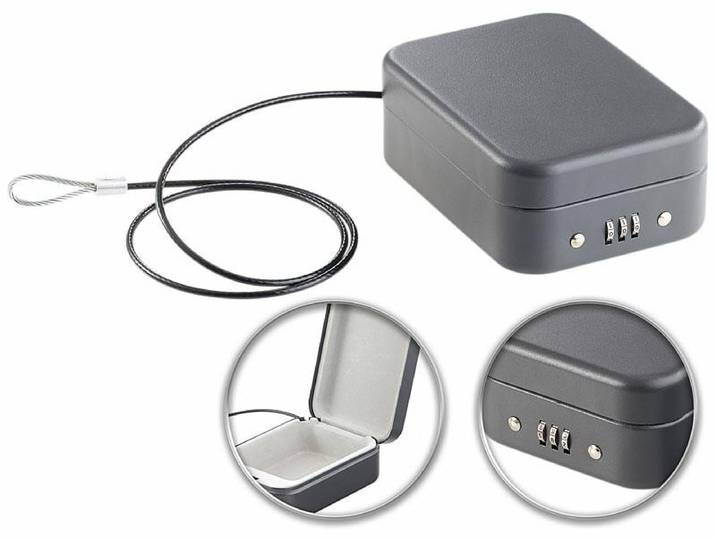 Mini coffre-fort voyage & voiture avec câble de sûreté - 0\,7 L