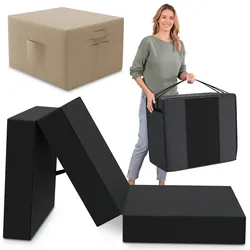 Spar-Set Klappmatratze Gästematratze, 75x195x15cm, schwarz inkl. Husse creme & Transporttasche